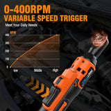 Protmex 3/8'' Cordless Ratchet Wrench, 60FT-LBS (80N.m) Electric Ratchet with 21V 2 X 2.0Ah Battery, 400 RPM Chargeable Power Ratchet Driver Set with 8 Sockets,1/4 Adaptor, 3" Extension Bar Protmex