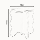 XBAOMING Coffee Table, Mini Petal Coffee Table Cartoon Solid Wood Wave Side Table Simple Bedroom Bedside Colored Small Table,Pink XBAOMING