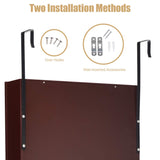 Giantex LED Jewelry Cabinet Wall Mounted Door Hanging, Lockable Jewelry Armoire with 47.2'' Full Length Mirror, Foldable Makeup Tray, Lipstick Brush Holders, Jewelry Storage Organizer (Brown) Giantex