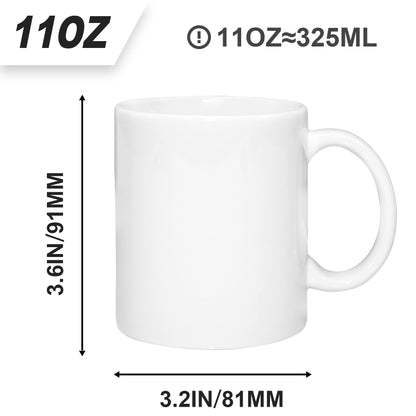 MR.R Set of 6 Sublimation Blanks Dishwasher White Ceramic Coffee Mugs 11oz Blank Ceramic Classic Drinking Cup Mug For Milk Tea Cola Water