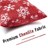 2 Pack Christmas Pillow Covers 18x18, Chenille Double-Sided Snowflake & Christmas Tree Decorative Throw Pillow Cases, Soft Farmhouse Holiday Cushion Covers for Sofa Couch Bed(Red,18x18) Auomily
