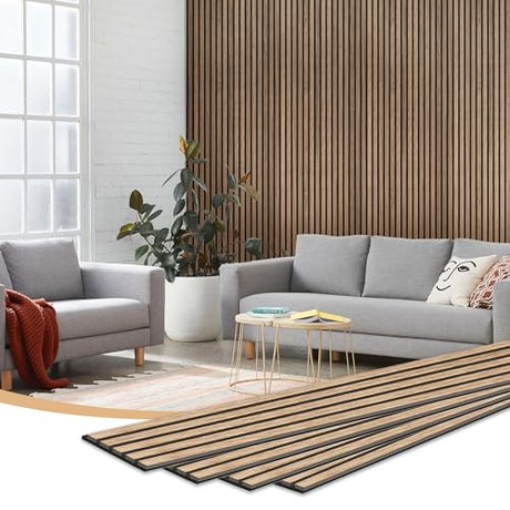 Ritollo Wood Panels for Wall, 4-Pack 94.48" x7.87" 3D Wood Slat Wall Panel, Acoustic Slat Wall Panel for Modern Interior Decor, TV Background, Living Room, Walnut RITOLLO