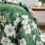 Sunshine Nicole Reversible Comforter Set, Printed Distressed Velvet Front and Sold Distressed Velvet Reverse, 3 Pieces Dark Green King, with Soft Polyester Fill Sunshine Nicole