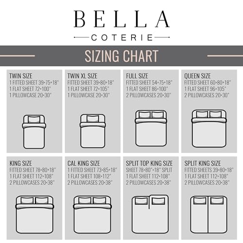 Bella Coterie Luxury Bamboo Viscose King Size Sheet Set | 100% Organically Grown | Ultra Soft | Cooling for Hot Sleepers | 18" Deep Pocket [White] BC BELLA COTERIE