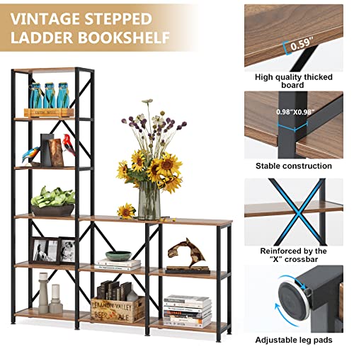 LITTLE TREE Modern Reversible 9 Shelves Bookshelves Cube Bookcase 6-Tier Display Open Shelf for Living Room LITTLE TREE