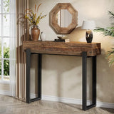 Tribesigns 41" Narrow Entryway Table, Wooden Console Table with with Storage, Industrial Small Sofa Table with Mesh Metal Legs for Foyer, Hallway, Entryway, Living Room, Rustic Brown & Black Tribesigns