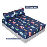 MAG 3 Pcs Cars Sheets Transportation Vehicle Full Sheets Set,for Kids Boys Girls Teens and Car Lovers,Full Car Bedding Set,1 Fitted Sheet 14'' Deep Pocket and 2 Pillowcase. MAG