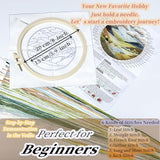 FONNUY Embroidery Kit for Beginners, Nature Hills Landscape Pre-Stamped Pattern Kits for Adults with Hoop, Easy to Follow Color Thread Needlework, 8'' Hoop (Rolling Mountains)