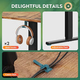 DEVAISE L Shaped Standing Desk Adjustable Height, Dual Motor Electric Corner Standing Desk, 63x55 inch Sit Stand up Home Office Desk with Splice Board, Rustic Brown DEVAISE