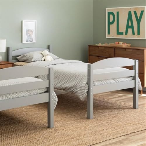 Walker Edison Della Grey Twin-Over-Twin Bunk Bed Frame - WoodArtSupply