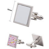 2 Pcs Metal Sublimation Cufflink Blanks Thermal Transfer Cuff Buttons Shirt Cuff Links Men's Wedding Jewelry Accessories Square UUYYEO