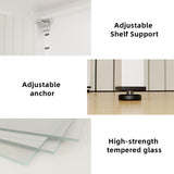 VCGGAIP 5-Tier LED Illuminated Glass Display Cabinet with Dual Tempered Doors - Adjustable Shelves & Leveling Feet for Home/Office- Collectibles Showcase (White, 13.78" D x 27.56" W x 66.93" H) VCGGAIP