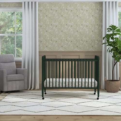 DaVinci Jenny Lind 3-in-1 Convertible Crib in Forest Green, Removable Wheels, Greenguard Gold DaVinci