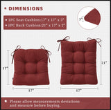 HAVARGO Rocking Chair Cushions Indoor High Back Wooden Rocker Adirondack Chair Cushions, Tufted Patio 1Pc Chair Pad Cushion and 1 Pc Back Cushion Wine Red HAVARGO