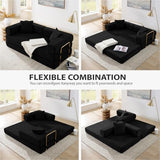 HANXIN 78 Inch Convertible Sleeper Sofa Bed, Folding Floor Mattress Couch with Fixed-Shape Frame, Futon Boneless Couch Lounge Loveseat with Pull Out Bed, No Assembly Required (Black) HANXIN