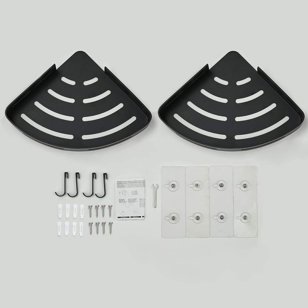 Hoomtaook Adhesive Corner Shelf Bathroom Shower Caddy Organizer for Kitchen Toilet No Drilling 2-Tier Bathroom Corner Shelves Shower Caddies Hoomtaook