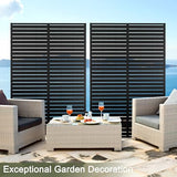Metal Privacy Screen Outdoor 72" H×47" W,Freestanding Decorative Privacy Screen for Balcony Yard&Garden,Privacy Fence-Black&Louvered YESUNEED