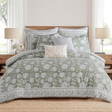 Levtex Home Adare Sage Reversible Full/Queen Comforter Set (90x94in) with 2 Pillow Shams (26x20in) - Floral Bedding - Sage and White - 100% Cotton Full/Queen Size Comforter Set - Soft, Pre-Washed Levtex Home