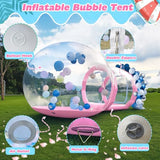10FT Inflatable Bubble House Dome for Kids, Clear PVC Inflatable Bubble House Tent with Tunnel, Bubble Balloon House with Air Blower, 600W Air Pump for Party (Pink, 10FT) Gaonala
