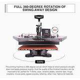 8 in 1 Heat Press Dual Digital Control 360 Degree Swivel Heat Press Machine Multipurpose Combo Kit Sublimation Heat Press Machine for T Shirts, Mug, Hat, Plate, Cap, 29X38CM YAOBAO