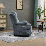 Trustyue Power Lift Chair with Full-Body Massage and Heat, Electric Recliner Chairs for Adults, Remote Control, Standing Assistance, USB Ports, Stainless Steel Cup Holders, Chenille Blue Trustyue