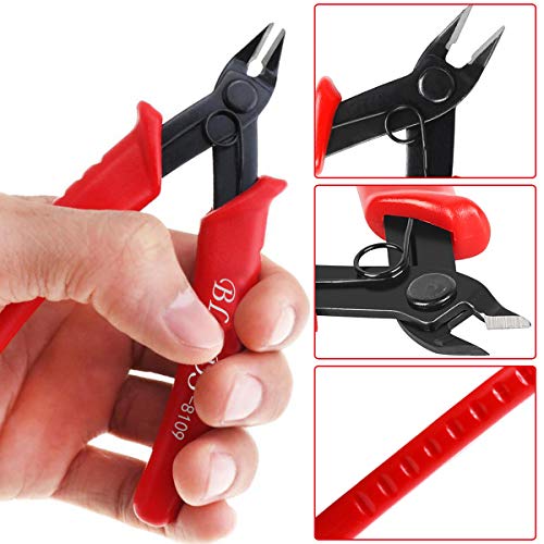 Flush Cutter, Wire Cutters, BS-8109 Soft Wire Cutter Pliers Precision Micro Cutter Anti-Slip Flush Cutter for Electronics Aluminum Jewelry 3D Printing Copper Wire Cables Floral - WoodArtSupply