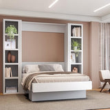 Oakland Living Easy-Lift Full Murphy Wall Bed in White with Two Bookshelves Oakland Living