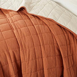softpage Cotton Quilt Bed Spreads, 3-Pieces Bedding Set with Coverlet Light Weight Quilt Blanket with 2 Pillow Shams (Burnt Orange, Queen) softpage