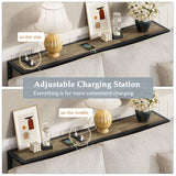 Gewudraw 41.7" Console Table, Narrow Behind The Couch Table with Outlet, Industrial Skinny Sofa Table for Hallway, Entryway, Living Room,Walnut Gewudraw