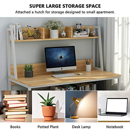 Tribesigns 47-Inch Space-Saving Computer Desk with Hutch and Open Bookshelf for Home Offices - WoodArtSupply