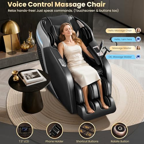 4D Massage Chair Full Body, 55" SL-Track Shiatsu Massage Zero Gravity Recliner Chair W/ Waist & Calves Heat, 18 Modes, 35 Airbags, Body Scan, Calfrest Extension, Foot Rollers, AI & APP Gift for Family Droomeahy