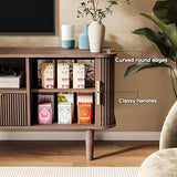 DAMCROP Fluted TV Stand, 62 Inch Mid Century Modern Media Console Table with Sliding Tambour Door Farmhouse Sideboard Buffet Cabinet Fits TVs up to 75 inch, Wood Entertainment Center for Living Room DAMCROP