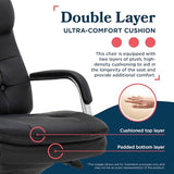 La-Z-Boy Sonata Executive Mid-Back Office Chair, Button-Tufted Seat and Back, Double-Layer Cushion, Padded Armrests, Ergonomic Computer DeskChair, Swivel Metal Base, Bonded Leather, Black/Chrome La-Z-Boy