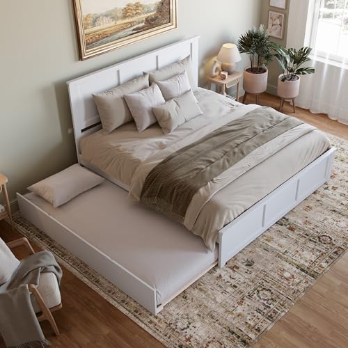 AFI, Madison King Platform Bed with Matching Footboard and Twin XL Trundle, White AFI