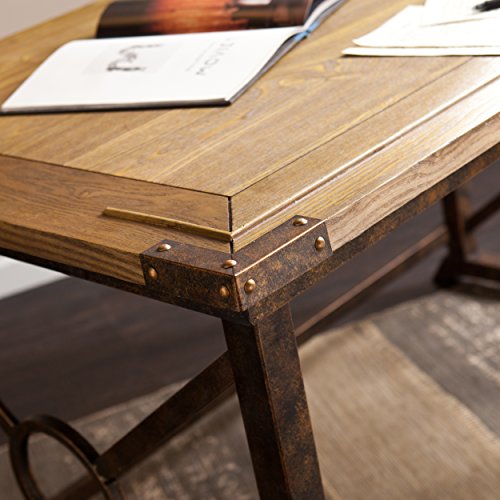 SEI FURNITURE Knightley Tilt Top Drafting Table - 51.5 inch Wide - Oak Wood Finish w/ Antique Brass, Brown SEI Furniture