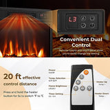 COSTWAY Electric Fireplace TV Stand for TVs Up to 65 Inches, 18-inch Fireplace Insert with APP Control, Remote Control, 16 Color Lights, Wooden Entertainment Center with Adjustable Shelves, Brown COSTWAY