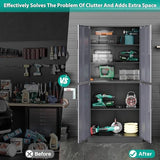 Metal Storage Cabinets With Doors And Shelves,71" Metal Garage Storage Cabinet with Lock,Metal Cabinet with Locking Doors,Steel Pantry Cabinet 4 Doors,Lockable Storage Cabinet for Garage,Home,Office SISESOL