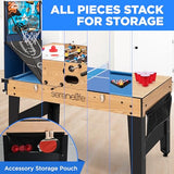 SereneLife 48" 6-in-1 Multi Game Table, Full-Size Indoor and Outdoor Arcade Sports Table with Pool, Air Hockey, Foosball, Basketball, Table Tennis, Dining Table, for Family, Kids, Adults SereneLife