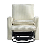 Oxford Baby Uptown Upholstered Swivel Glider and Recliner Nursery Chair - Corduroy, Pearl White Oxford Baby