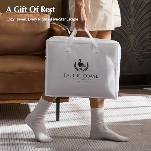 Pacific Coast Goose Feather Down Fiber Comforters King Size, Heavyweight Thickened Winter Duvet Insert, Ultra-Soft, Fluffy, Breathable, Hotel Luxury Bedding Comforters, 8 Tabs, 106"x90" Pacific Coast