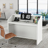 LITTLE TREE 47-Inch Reception Desk with Counter, White Front Desk Reception Room Table, Retail Counter for Checkout, Modern Welcome Desk for Lobby, Office, Beauty Salon LITTLE TREE