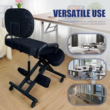 Ergonomic Kneeling Chair with Back Support and Foot Pedals — Adjustable Posture Stool for Back Pain Relief, Rolling Kneeling Chair for Home & Office, Extra Comfort Cushion, Angled Design R&I Services