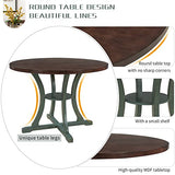 Merax 5 Piece Round Dining Table Set 4 Retro Chairs with Special-Shaped Table Legs, Exquisitely Designed Hollow Chair Back for Dining Room, Antique Blue Merax