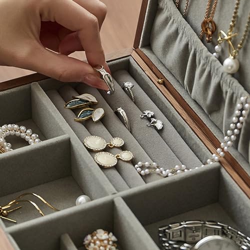 GeRRiT Handmade Box Solid wood jewelry box handmade can store earrings bracelets necklaces organization box accessories storage box suitable for her jewelry box GeRRiT