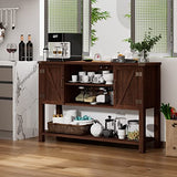 Giantex Buffet Sideboard, Farmhouse Wood Cupboard w/ 2 Storage Cabinets & 2-Tier Open Shelf, Spacious Countertop, Adjustable Shelves, Anti-Tipping, for Kitchen Living Room (Brown) Giantex