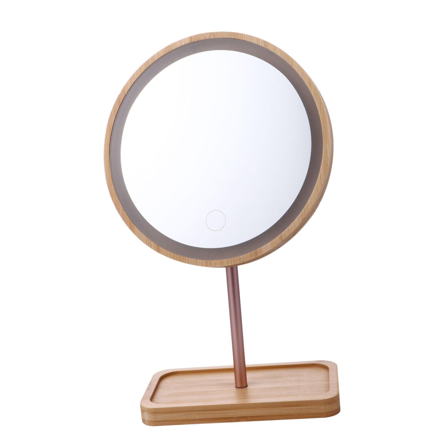 Beatifufu 1pc Wooden Desk Mirror Wooden Makeup Mirror Tabletop Makeup Mirror Travel Vanity Mirror Round Dining Table Vanity Mirror with Lights Mirror for Dresser Led Makeup Mirror - WoodArtSupply