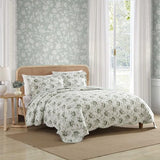 Laura Ashley - Twin Quilt Set, Elegant Lightweight Bedding with Matching Sham(s), Super Soft and Cozy Home Decor (Portland Floral Green, Twin) Laura Ashley