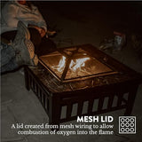 GasOne Fire Pit – 32-inch Outdoor Fire Pits – Metal Firepits for Outside Patio with Fireplace Screen – Elegant and Modern Fire Pit Table for Camping, Heating, Bonfire, Picnics - Outdoor Fire Pit Gas One