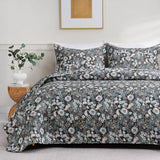 JSD Black Paisley Floral Quilt Set Twin Size, 2 Piece Printed Bedspreads Coverlet with Pillow Sham, Soft Microfiber Quilted Blanket JSD