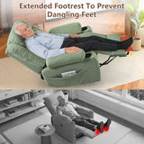 cinkehome Large Power Lift Recliner Chair for Elderly with Extended Footrest, Deep Seat Electric Lift Chairs, Easy Remote, Cup Holders, Side Pocket, Soft Snowflake Fleece, Green